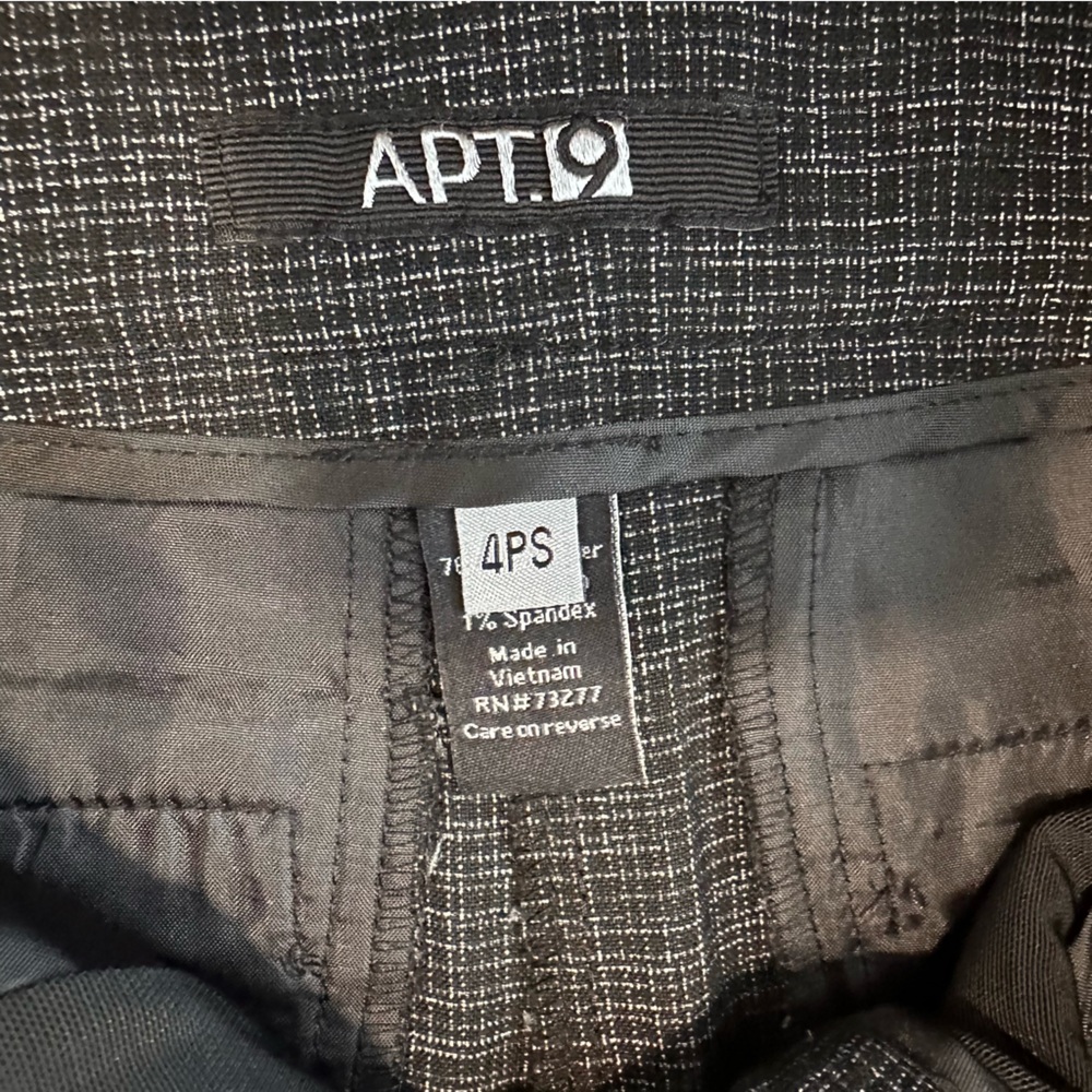 Apt. 9 Black Gray Houndstooth Pattern Flowy Trousers Pants Office Women's 4 P - Picture 3 of 11